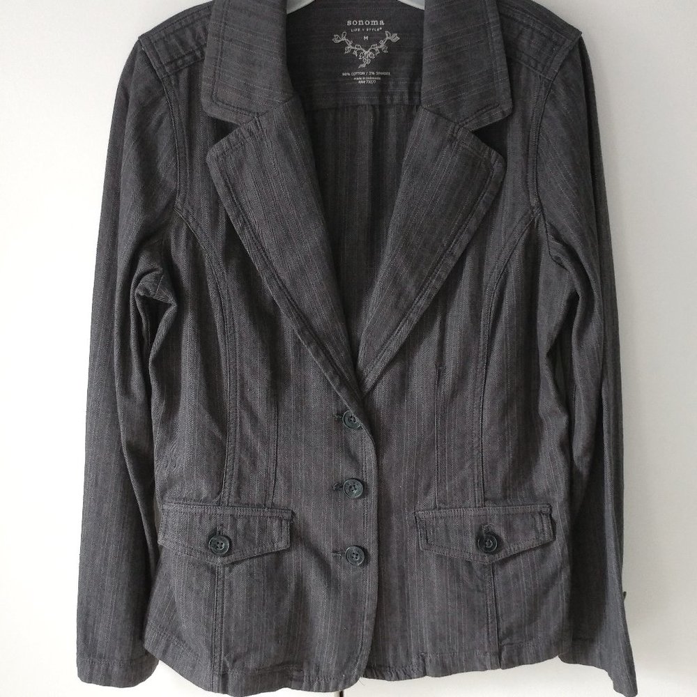 Sonoma Dark Grey Striped Lightweight Jacket - Medi